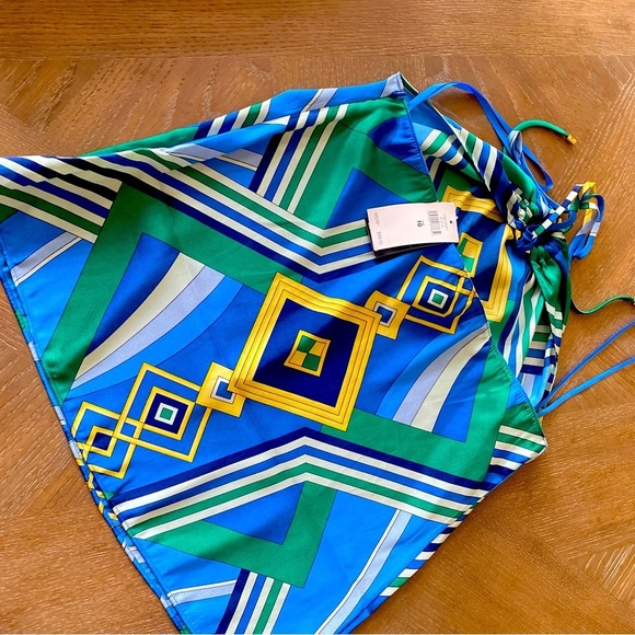 NWT RALPH LAUREN Blue Geometric Halter Top #EE0338 - Picture 6 of 13